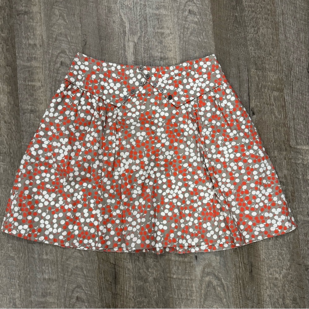 Whimsy Boho Cottagecore Anthropologie Cherry Print Skirt Sz 8